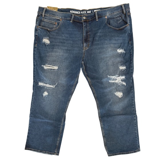 NWT Big & Tall Jeans Distressed Dark Wash‎ Flex 360 Men’s Size 52x29 - Picture 2 of 11